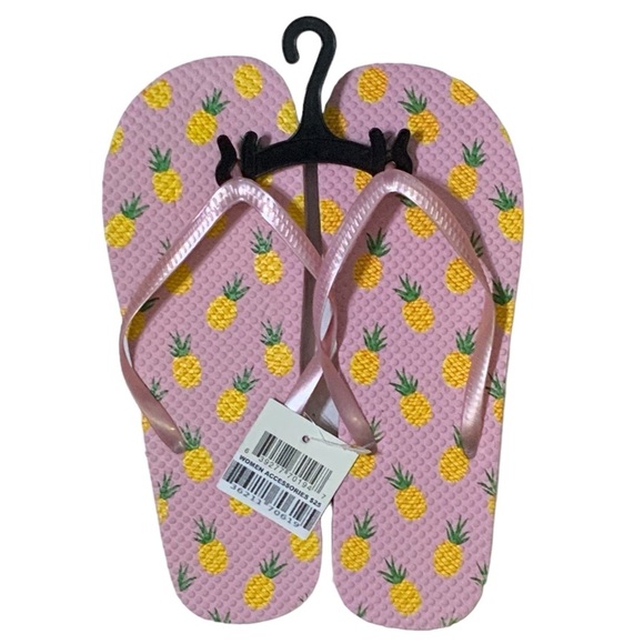 Flip Flop Tote Bag Set Pineapple Tropical Beach Theme Pink White Women’s L 9/10 - Picture 5 of 16